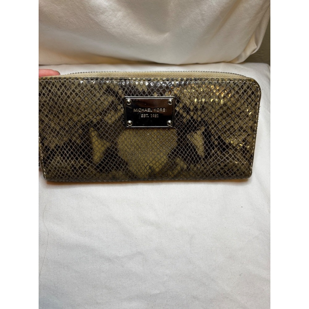 Michael Kors Jet Set Python Pattern Leather Zip A… - image 1